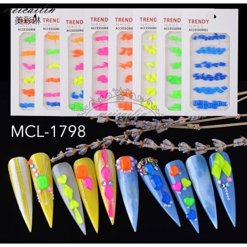 60pcs Multi Shape Crystal Fluorescence Nail Art Rhinestones Decorations Glitter Acrylic Glass Gems 3D Manicure Accessory Tool