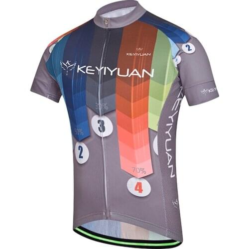 KEYIYUAN Summer Mens Cycling Jersey New Short Sleeve Pro Team Bike Shirt Road MTB Bicycle Breathable Top Polera Ciclismo Hombre