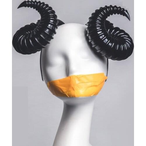 Gothic Steampunk Evil Horns Headband Large Argali Wild Sheep Horns Cosplay Halloween Ghost Headwear Photo Props Lolita Headdress
