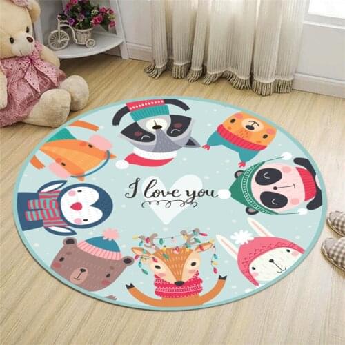 Cotton Round Floor Carpet Rugs Mat for Kids Room Nursery Decor Play Mat Cartoon Animal Baby Mats Newborn Infant Crawling Blanket