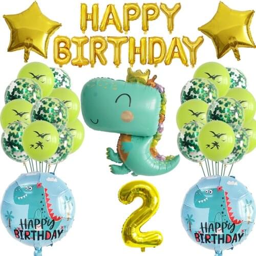 Jungle Theme Dinosaur Party Decoration Balloon Dinosaur Blue Aluminum Balloon Set Baby Shower Children Happy Birthday Gift