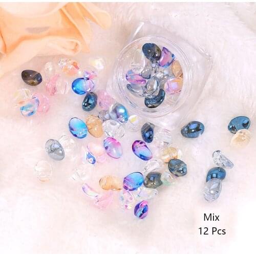 Swarovsky 12pcs AB Aurora Crystal Stones 3D Nail Art Decorations Shiny Jewelry DIY Fashion Ornaments Manicure Design Accessories