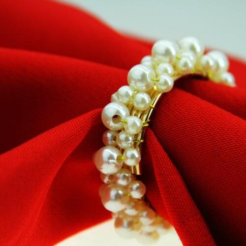 White pearl napkin ring beaded wedding napkin ring cheap napkin ring, whole sake napkin ring