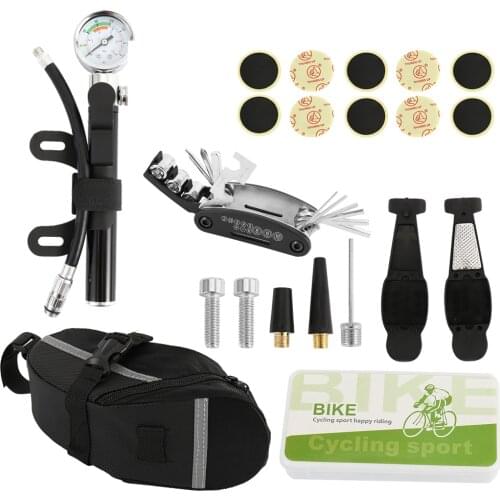 Bike Emergency Heavy Duty Tubeless Tire Puncture Tyre Repair Plug Set Bicycle Tool Cycling Accessories MTB Gas Cylinder Gauge