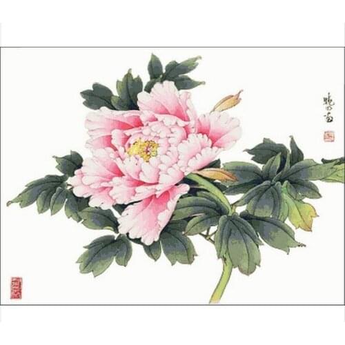 Embroidery Package Hot Sell Best Quality Cross Stitch Kits Peony Pink Flower Free Shipping Hot Sell