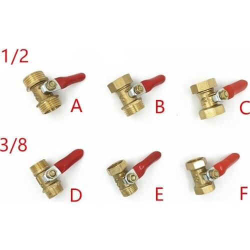 1/2'' 3/8‘’ Brass Ball Valve Water Gas Oil Flow With Lever Handle Copper Thread Connector Joint Plumbing