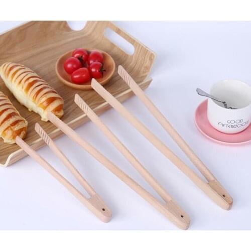 Multi Function Wooden Food Clips Bread Cake Tongs Beech Wood Dessert Biscuits Clip Cooking Clip LX8742