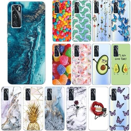 Marble Soft Case For VIVO V20 SE v20se v 20 se vivov20se 4G Cases Thin Transparent Painted Silicone Cover Fundas Coque 6.44 inch