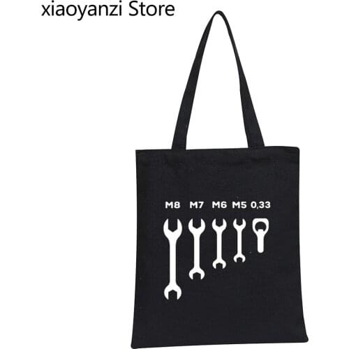 NEW funny wrench jaw spanner beer car mechanic Canvas Shopping Bag Design Eco Handbag Tote Reusable Grocery Shoulder Bag