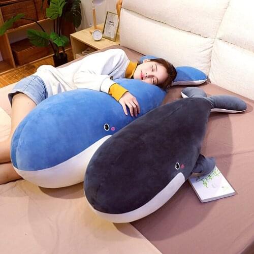 New Giant Animal Whale Plush Toy Sleeping Pillow Doll Soft Dolphin Cushion for Children Girl Gift Decoration 59inch 150cm