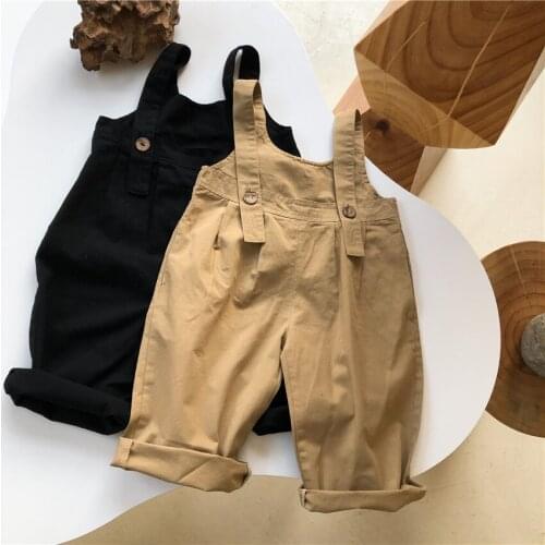 Baby Boy Solid Cotton Overalls Child Bib Pants Infant Jumpsuit Childrens Clothing Kids Overalls Autumn Girls Outfits Girl Pants