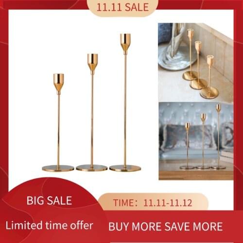 3Pcs/Set Chinese Style Metal Candle Holders Simple Golden Wedding Decoration Bar Party Living Room Decor Home Decor Candlestic
