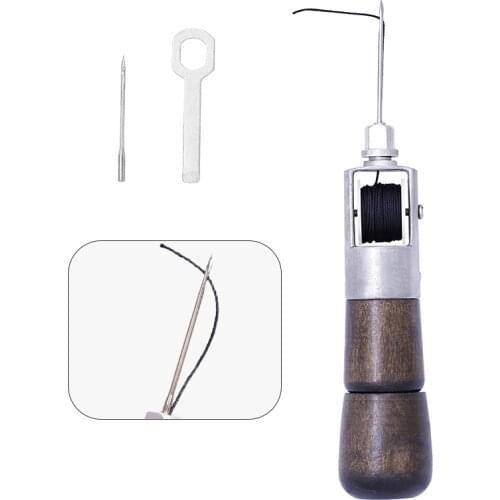 LMDZ Hand Sewing Machine Set Wooden Color,Include 1 Coil,1 wrench,1 Stitcher Sewing Awl,2 Needles for Sewing and Stitching Craft