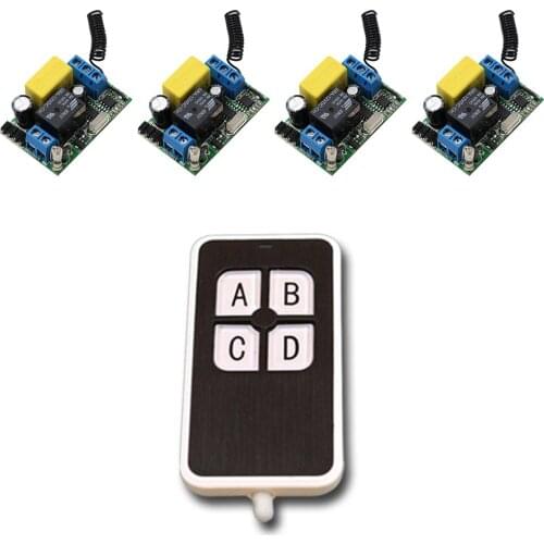 Most Popular 1 Channel AC 220V Wireless Remote Control Switch for Lamp & Light 4 Receiver+1 Remote Control