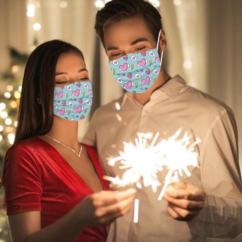 Scarf Flag Cosplay Christmas Adult Disposable Decoration For Face 3ply Filters Heart Printed Ear Loop Bandana Scarf Cosplay