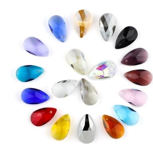 Waterdrop glass drip bead crystal teardrop pendant DIY make women High quality crystal charm earrings jewelry accessories