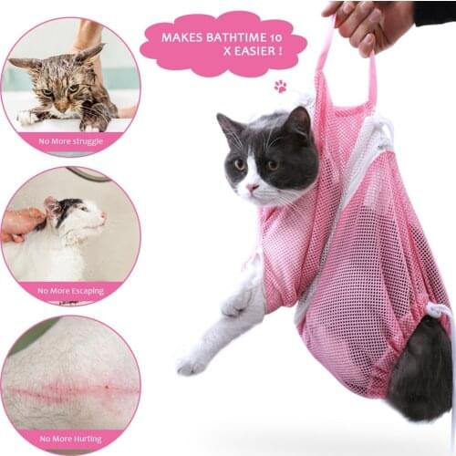 Cat Grooming Bath Bag Mesh Cat Supplies Washing Bags For Pet Bathing Nail Trimming Injecting Anti Scratch Bite Restraint