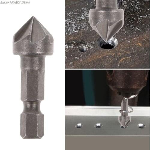 6 Flute Countersink Drill Bit 90 Degree Point Angle Chamfer Cutting Woodworking Tool