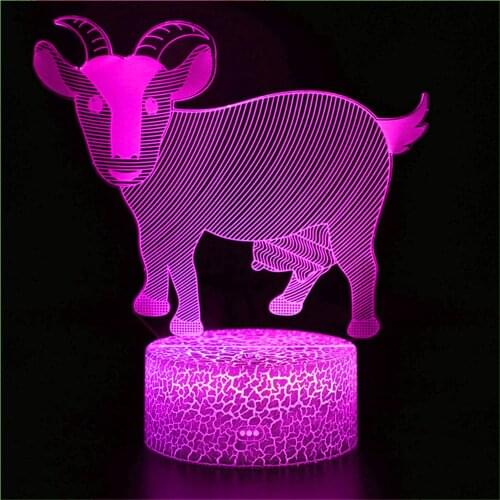 Sheep LED night light touch sensor remote control 16-color dimmable USB rechargeable acrylic goat lamp childrens baby gift