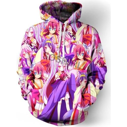 SOSHIRL Genius Girl Anime Hoodies Hipster Funny Cool Cosplay Hoody Unisex No Game No Life Pullovers Fashion Manga Tops Dropship