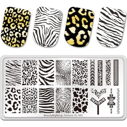 Stainless Steel Stamping Plates Tiger Zebra Leopard Print Animal Image Stencil BeautyBigBang Nail Art Template Texture XL-001