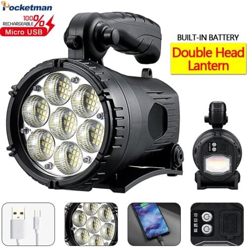 Outdoor Handheld LED Flashlight USB Rechargeable Torch High-power Strong Light Searchlight Spotlight Waterproof Work Light