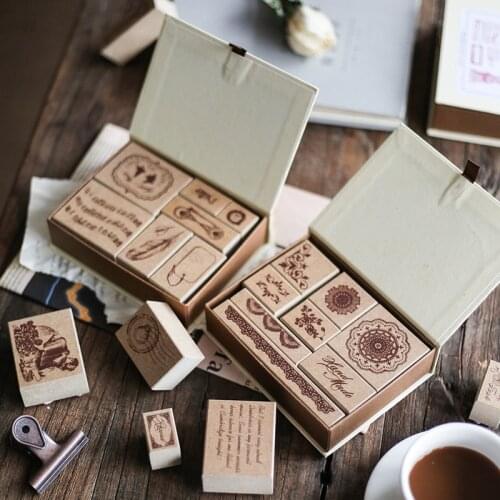 Vintage Feather Travel Postmark decoration stamp wooden rubber stamps set for scrapbooking stationery DIY craft standard stamp