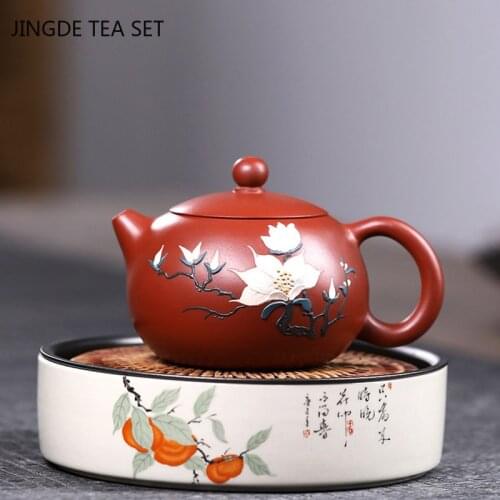 Yixing Classic tea pots Purple Clay Teapot Raw ore Dahongpao Flower Beauty Kettle Handmade Engraving Boutique Tea set 190ml