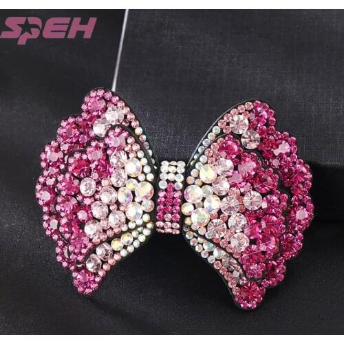 Headdress hairpin top clip hairpin rhinestones Korean bowknot elegant lady hair adult spring clip ponytail horizontal clip