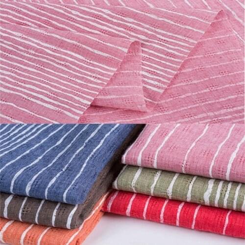 Jacquard White Striped Printed Fabric Polyester Cloth Children Breathable Pants Dress Skirt Brocade for Sewing Summer Thin Blue