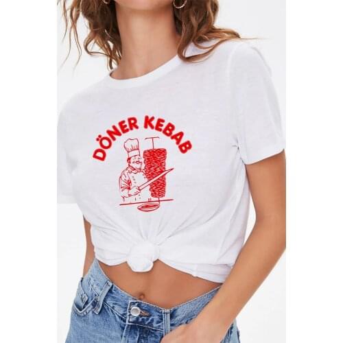 Doner Kebab Print Women Fashion Clothing Graphic Round Neck T Shirts Tumblr Harajuku Female T-shirt Summer Tees Tops Ropa Mujer