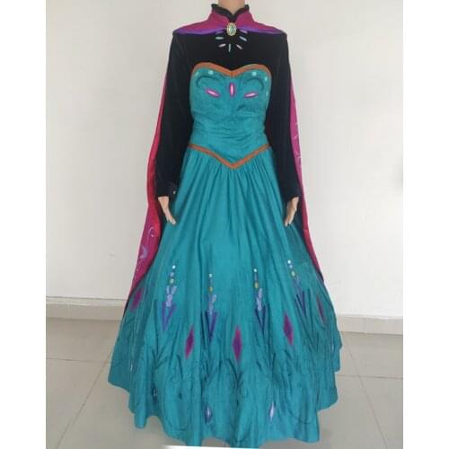 Ice Snow Cosplay Queen Elsa Conronation Costume Adult Women Stage Performance Dress Fancy Halloween Party Gown