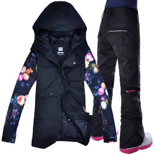 Gsou Snow Winter Snow jacket Women Ski Suit Female Snow Jacket And Pants Windproof Waterproof Colorful Clothes