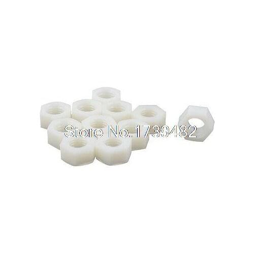 11pcs Nylon M12 Threaded Hexagon Screws Hex Nuts Off-white