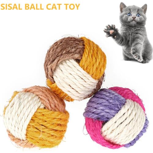 3pcs Cat Pet Sisal Weave Ball Play Chewing Rattle Scratch Catch Toy Interactive Scratch Chew Toy Kitten Toys Pet Cat Products