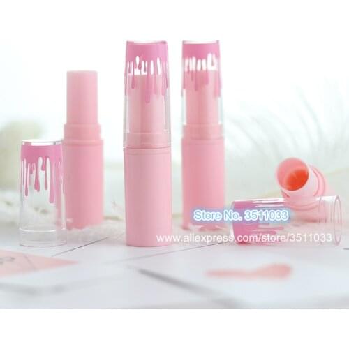 4g Plastic Empty Beauty Makeup Lip Balm Tube,DIY Pink Directly Filling Portable Lipstick Refillable Bottle,Cosmetic Container
