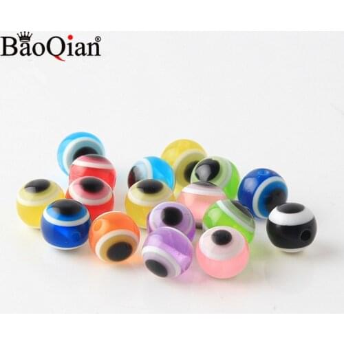 50pcs/lot 6/8/10mm Mixed Color Eyes Evil Resin Beads Round Loose Beads For Jewelry Making DIY Crafts Scrapbooking Decoration