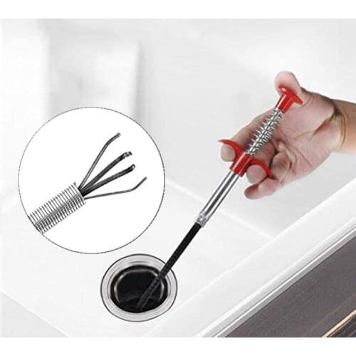 60cm Bathroom Hair Cleaner Bendable Drain Clog Dredge Tools Water Sink Cleaning Hook Sewer Dredging Spring Pipe Hair Remover