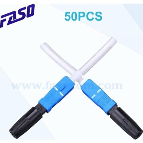 50pcs/lot SC/UPC Connector Optical Fiber Fusion FTTH Fast Adapter ,SC UPC SOC Quick Connector Splice on Connector