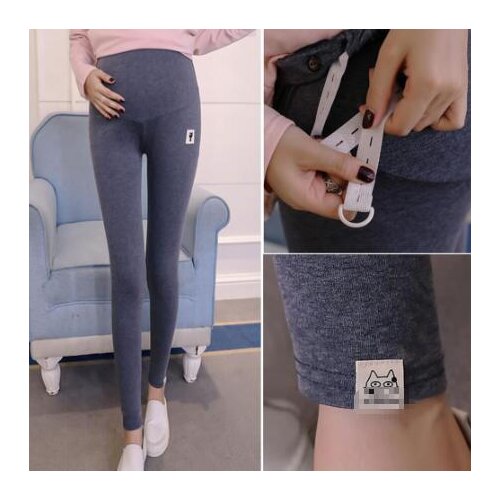 Pregnant Women Pants Trousers Small Cat Leggings Pregnant Women Stomach Lift Pants Stretch Feet Pants Spring and Autumn