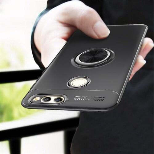 For Huawei Honor 7X Case Mate SE Case Cover Colorful Metal Magnetic Ring Holder Soft Silicone TPU Luxury Case for Huawei Mate SE