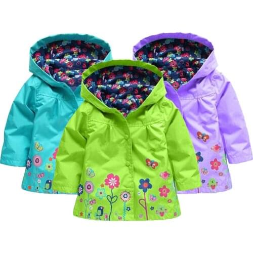 Girls Rain Coat Spring Autumn Cartoon Pattern Hooded Outerwear For Girs 1-6 Years Toddler Baby Boys Girls Clothes