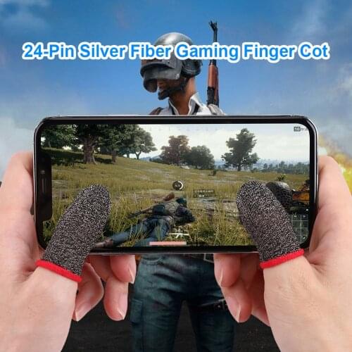 2pcs 24-Stitch Breathable Mobile Game Controller Finger Sleeve Cover Sweat Proof Anti-Skid Touch Screen Finger Thumb Glove