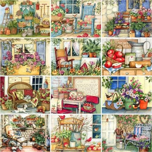 Evershine Full Square Diamond Painting Garden 5D DIY Diamond Embroidery Cross Stitch Flower Home Decorations