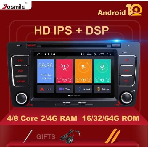 IPS DSP 2 Din Android 10 Car Multimedia DVD Player For Skoda Octavia 2 3 A 5 A5 Yeti Radio GPS Navigation Stereo 8 Core 4GB 64G