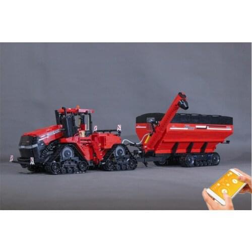 Small particle technology building block MOC remote control tractor pneumatic mop assembled toy model DIY boys birthday gift