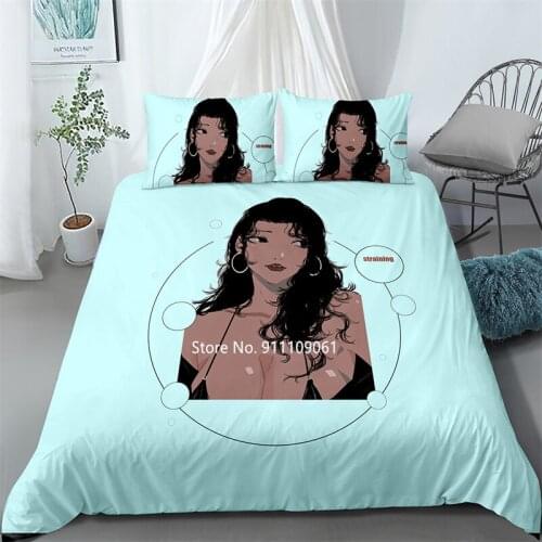 Beautiful Woman Art Portrait Home Bedroom Decorated for Woman Man Soft Bedding Set Down Duvet Cover Pillowcase Custom Dropship