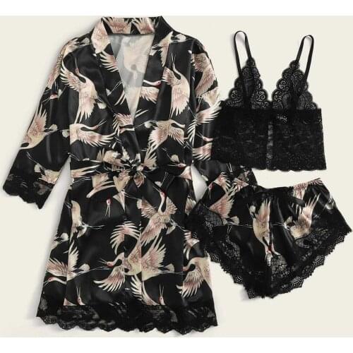 Atin Silk Pajamas Women Nightdress Lingerie Robes Animal Underwear Sleepwear Sexy Nightdress Satin Cami Top Temptation Pijama