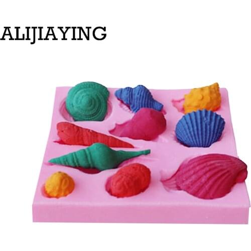 M0542 1Pcs DIY Silicone Seashell Beach Shells Fondant Cake Decorating Chocolate Mold kitchen accessories Tools