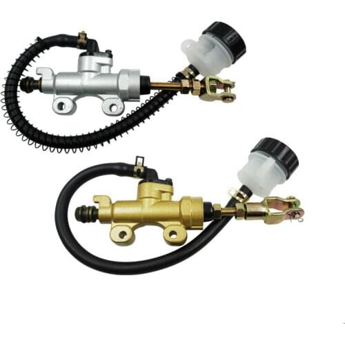 Motorcycle Aluminium Rear Foot Hydraulic Brake Pump Quad Dirt Bike Pit Brake Master Cylinder Reservoir ATV Motorbike Brakes